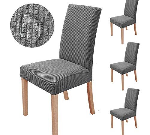 4 Pièces Housses de Chaise, Couverture de Chaise de Salle à Manger Extensible Protection de Chaise Moderne Amovible Lavable Pour la Décoration de Fête de ariage de banquets de bureau