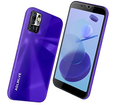 4G Téléphone Portable Débloqué, 6.0Pouces Waterdrop Android 10.0 Smartphone Pas Cher, 32Go RAM +2Go ROM/Extensible, Dual SIM, Face ID,4800mAh Téléphone Portable Pas Cher sans Forfait (2021)-Mauve