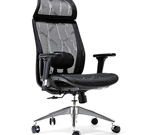 Amazon Brand – Umi Chaise de Bureau Ergonomique, Fauteuil de Bureau avec Support Lombaire Réglable, Chaise Bureau en Maille Respirante, 3D Accoudoir, Mécanisme d’Inclinaison, Pivotant à 360°