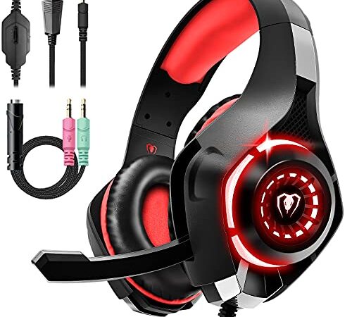 Casque Micro Gaming PS4, Casque Xbox One Ultra-Léger Son Surround Stéréo Durable Flexible Micro et Réglage du Volume Compatible pour PC Switch