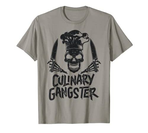 Chef Culinary Gangster Couteau de cuisine pour homme et femme Tête de mort T-Shirt