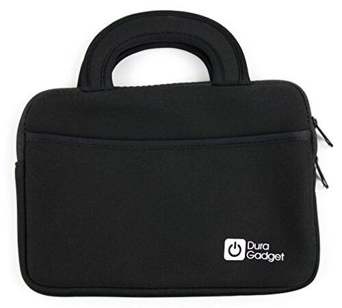 DURAGADGET Sac de Transport en néoprène pour tablettes tactiles jusqu'à 8 Pouces + Poignée et Poche de Transport - en Noir