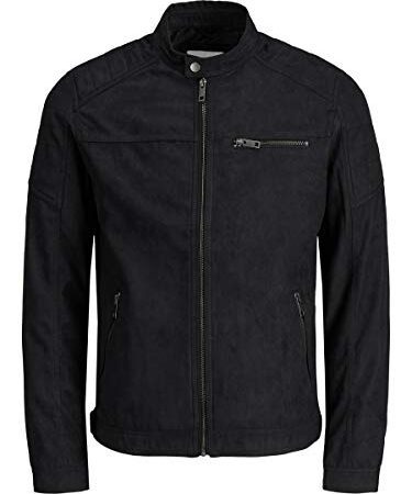 Jack & Jones Jjerocky Jacket Noos, Veste en Cuir Homme, Noir (Jet Black), M