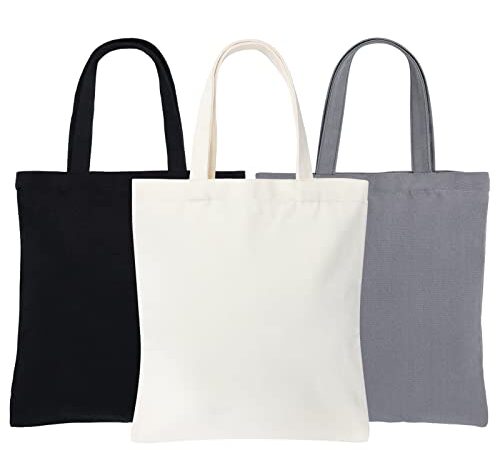 joyoldelf Tote Bag, 3PCS Sac en Toile de Tote Bag Coton, Sacs de Courses Réutilisable Portable, Utilisé pour Shopping,Travail, Gym, Voyages, Plage (30 x 35)