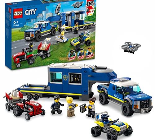 LEGO 60315 City Le Camion de Commandement Mobile de La Police, Jouet de Construction avec Tracteur, Drone et 4 Minifigurines, pour Garçons et Filles