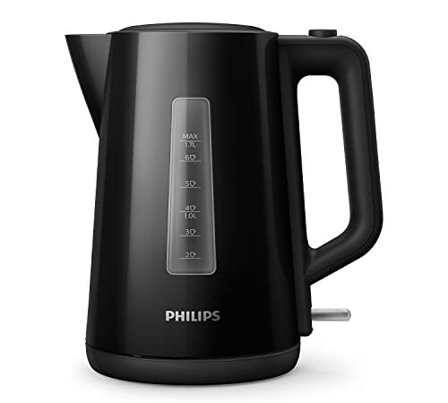 Philips Bouilloire Électrique - 1.7 L, Couvercle à Ressort et Voyant Lumineux, Socle 360°, Noir (HD9318/20)