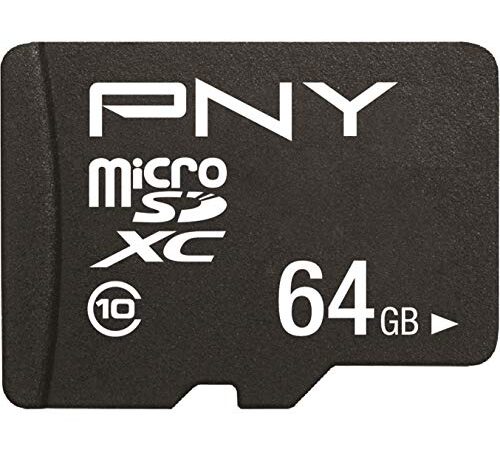 PNY Performance Plus Carte Mémoire microSDXC 64 Go, Classe 10 + Adaptateur SD