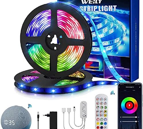 Ruban LED 15M Wifi , WEILY 15M couleur flexible de changeant la bande légère menée intelligente de contrôle de téléphone de RGB[Classe d'efficacité énergétique A +++]