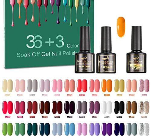 SINZONeu Vernis Semi Permanent -39Vernis Manucure Nail Art Lot Vernis à Ongles UV LED Nail Polish Soak Off 36 Couleurs Populaire, Base et Top Coat, Matt Top Coat, 8ml (36 colors 02)