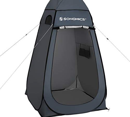 SONGMICS Tente de Douche, Vestiaire Pop-up, Abri Portable, Cabine d’essayage Mobile, extérieur, Camping, pêche, Plage, Douche, Toilettes, avec Sacs de Transport, Gris Foncé GPT01GY