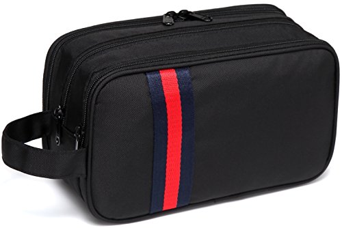 Trousse de Toilette, Vaschy Unisex Imperméable Trousse de Toilette Femme Homme Fonctionnelle Trousse Maquillage Portable Kit avec Trois Compartiments Séparés Noir