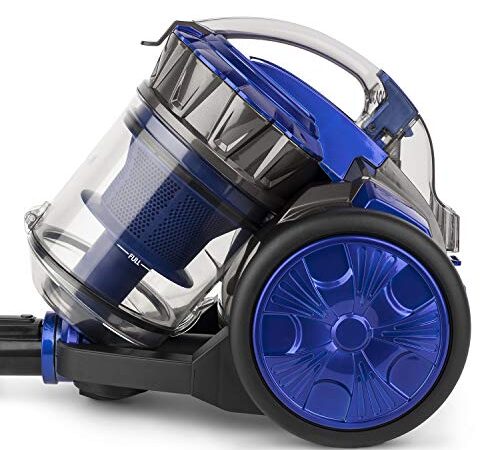 Wëasy Aspirateur Sans Sac Multicyclonique traineau WS14, 2L, Filtre HEPA, Silencieux, Puissant, Pratique, pour tapis, moquettes et sols durs, inclus brosse poussière 2 en 1 et suceur plat Bleu/Gris