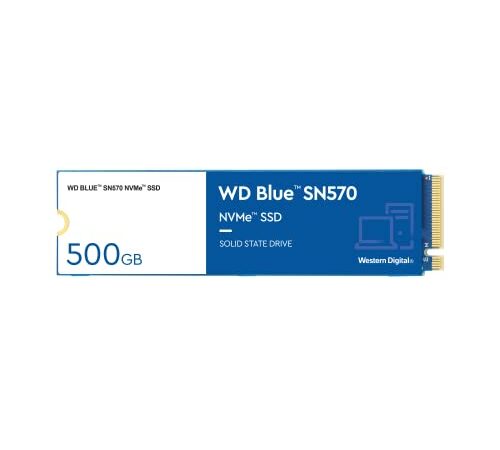 WD Blue SN570 500GB High-Performance M.2 PCIe NVMe SSD, avec vitesse de lecture jusqu'à 3500 Mo/s