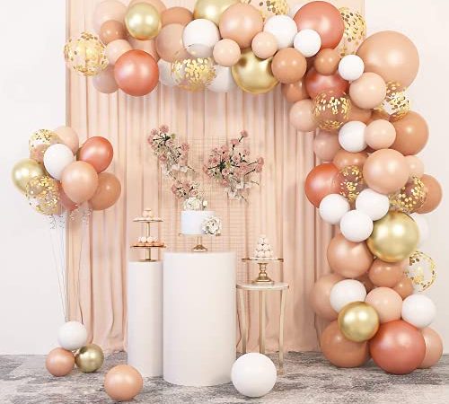 129 Pièces Blush Orange Balloons Arch Champagne Or Garland Kit Rose Gold Pêche pour Mariage Femme Anniversaire Fête Décorations Fille Bébé Douche Fiançailles Latex Balloons