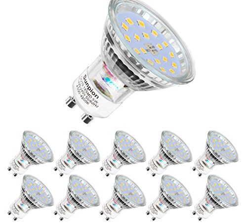 Ampoules LED GU10, 5W équivalent 60W, 600lm, Blanc Neutre 4500K, 120° Larges Faisceaux, Ampoules LED Spot, Lot de 10