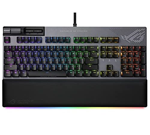 ASUS ROG Strix Flare II Animate - Clavier mécanique Gaming AZERTY avec écran LED Anime Matrix, switches opto-mécaniques ROG NX Red, Repose-Poignet Lumineux, éclairage Aura Sync