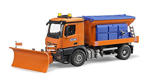 BRUDER - 03685 - Camion chasse neige MB Arocs avec lame - Orange