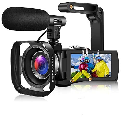 Caméscope Caméra Vidéo Full HD 2.7K 30FPS 30 MP Youtube Camescope IR de Vision Nocturne de 3,0 Pouces, à Zoom 16X avec Télécommande Microphone Stabilisateur