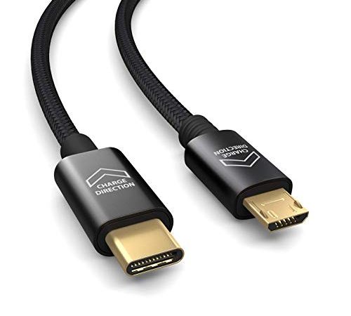 Câble de Connexion USB OTG 0.3m, câble USB Type C vers Micro USB, Charge Les périphériques Micro USB, câble de données, câble de Charge, USB 2.0, Noir