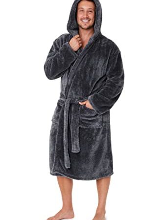 CityComfort Robe de Chambre Homme, Peignoir à Capuche en Polaire Ultra Douce Taille M, L, XL et 2XL (Gris Foncé, XXL)