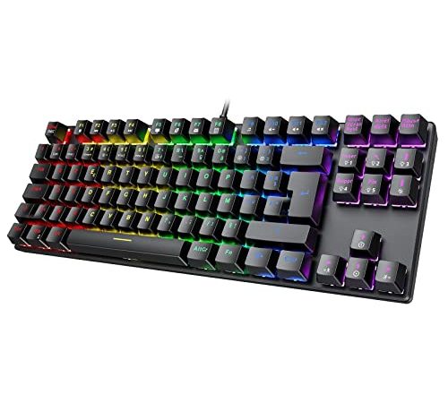 Clavier Gaming Mécanique,VIVIJO Clavier Filaire Mécanique Gamer Blue Switches Ultra Précis,27 Effets de Rétro-Éclairage,Anti-Ghosting,Ergonomique,Waterproof pour PC Gaming PS4 Mac-FR-Layout