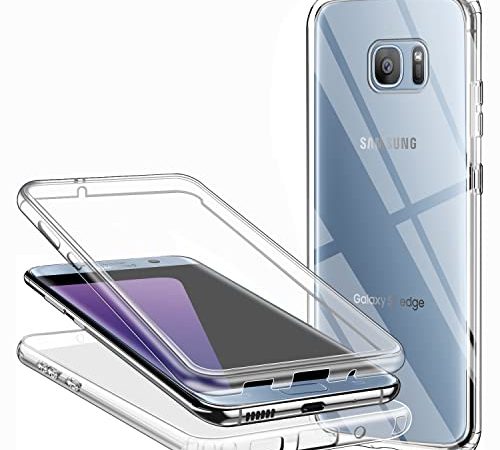 Coque pour Samsung Galaxy S7, Transparent Silicone Housse 360 Degres Protection Avant et Arrière TPU Gel Souple et PC Rigide Full Body Etui Ultra Mince Antichoc Coque intégrale Samsung S7