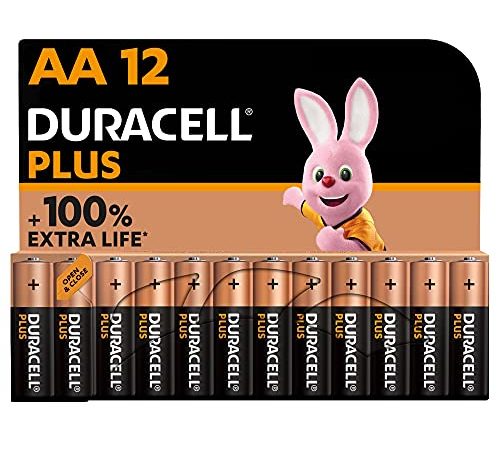 Duracell - Piles alcalines AA Plus, 1.5 V LR6 MN1500, paquet de 12