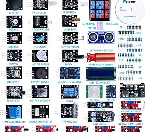 ELEGOO 37-in-1 Kit V2.0 Sensor Module with Complete and Accessible Tutorial CD Compatible with Arduino IDE, Raspberry Pi