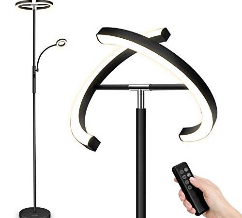 FIMEI Lampadaire, avec lampe de lecture, Lampadaire sur Pied Salon, Protection Des Yeux, 4 Températures de Couleur, Infinite Dimmable, Contrôle Tactile & Télécommande, pour Salon Bureau Chambre