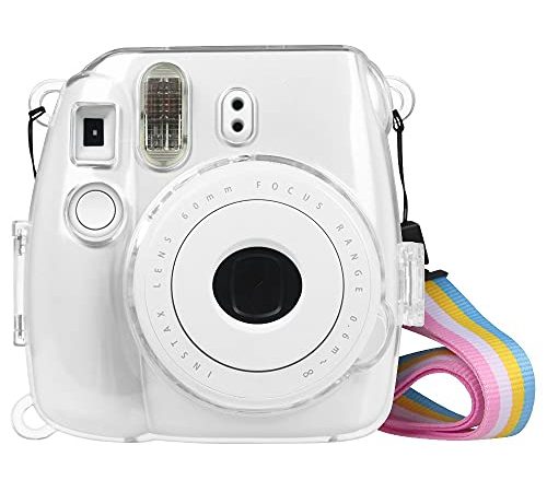 FINTIE Housse pour Fujifilm Instax Mini 9 / Mini 8 + / Mini 8 Appareil Photo Instantané, Sac de Caméra Coque Protection Dur en Cristal Voyage Cover avec Bandoulière Amovible, Transparent