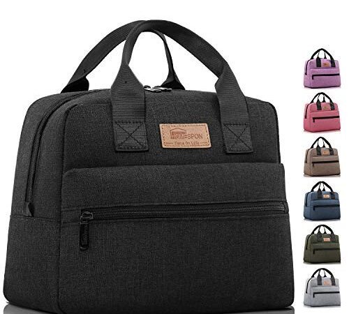 HOMESPON Sac Isotherme à Repas Grande Capacité Lunch Bag Portable en Tissu Imperméable Givré Sac à Main Pour Femmes Hommes et Étudiants à l’École et au Bureau