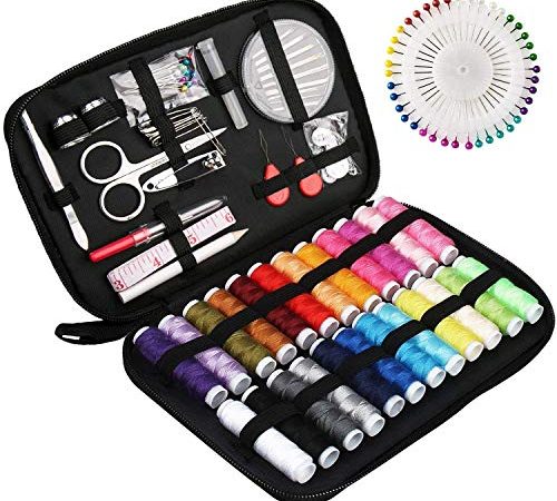 Kit Couture Complet 130 pcs avec Boîte, Sets et Kits de Couture,avec Accessoires de Couture, et Pratique pour Les Débutants, la Maison, Voyage, Réparation d'urgence (130 PCS)