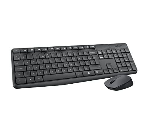 Logitech MK235 Combo Clavier Souris sans fil pour Windows, 2,4 GHz Récepteur USB Unifying, Clavier sans Fil, 15 Touches de Fonctions, Batterie Longue Durée 3 Ans, PC/Portable, Clavier AZERTY Français