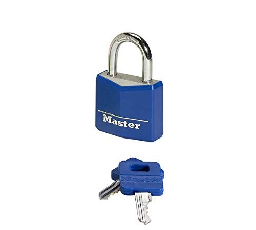 Master Lock 9131EURDCOL Cadenas à Clé en Aluminium Massif recouvert de Vinyle, Couleur Aléatoire, 3 x 5,2 x 1,6 cm