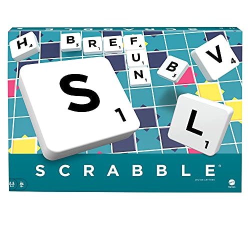 Mattel Scrabble - Scrabble Original - Jeu Familial - Placez des Mots pour Gagner des Points - 1 Plateforme de Jeu et 120 Lettres - Cadeau dès 10 Ans, Y9593