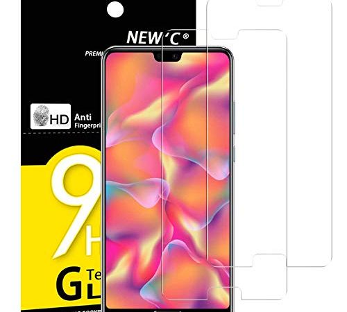 NEW'C Lot de 2, Verre Trempé pour Huawei P20, Film Protection écran sans Bulles d'air Ultra Résistant (0,33mm HD Ultra Transparent) Dureté 9H Glass