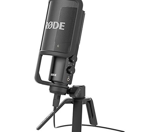 RØDE NT-USB Microphone USB à condensateur polyvalent de qualité studio avec filtre anti-pop et trépied pour le streaming, les jeux, les podcasts, la production musicale