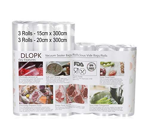 Sacs sous Vide Pack de 6 Packs 15 x 300cm et 20 x 300cm Compatible avec n'importe quelle scelleuse sous vide pour la maison,Certification de sécurité alimentaire pour Appareil sous Vide