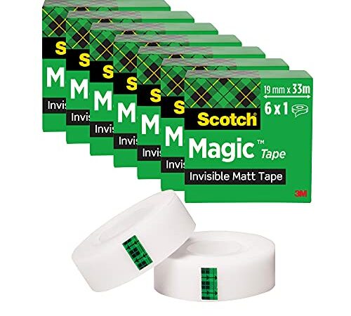 Scotch Magic Ruban Adhésif Invisible - 6 Rouleaux - 19mm x 33m - Ruban Adhésif à Usage Général pour la Réparation, l'Etiquetage et la Fermeture de Documents