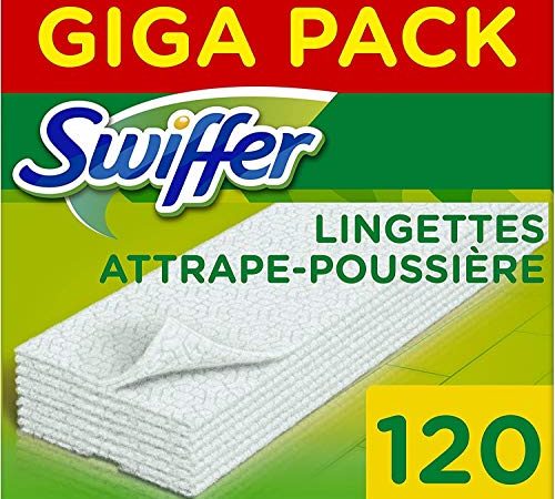 Swiffer Recharges Lingettes Sèches, 3x40 (120) Lingettes Nettoyantes, pour Balai Swiffer, Attrape et Retient la Poussière