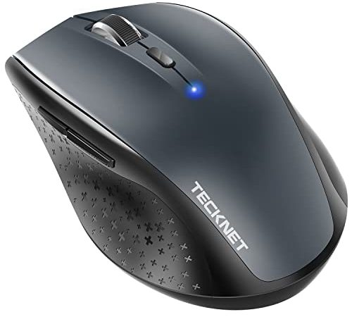 TeckNet Souris Bluetooth sans Fil, Wireless Mouse, 6 Niveaux de DPI Ajustables, 3200 DPI, 6 Boutons-Gris