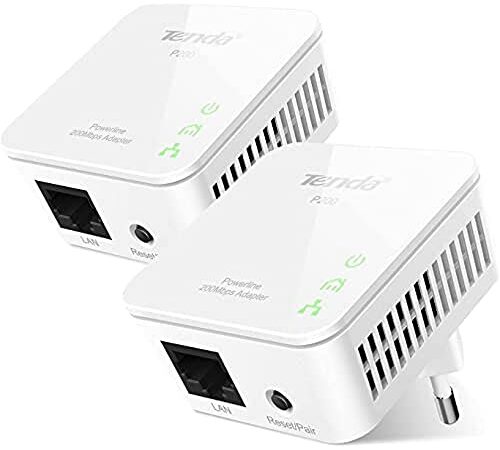 Tenda P200 Twin Pack 200 Mbit/s Ethernet/LAN Blanc 2 pièce(s) - Adaptateurs réseau CPL (200 Mbit/s, IEEE 802.3,IEEE 802.3u, Fast Ethernet, 10,100 Mbit/s, HomePlug AV, 128-bit AES)