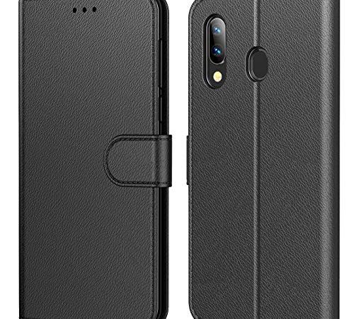 Tenphone Etui Coque pour Huawei P20 Lite, Protection Etui Housse en Cuir Portefeuille Livre,[Emplacements Cartes],[Fonction Support],[Languette Magnétique] pour (Huawei P20 Lite (5,84"), Noir)