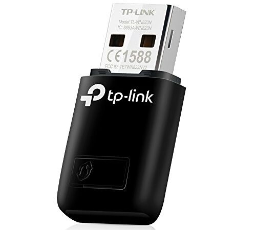 TP-Link Clé WiFi Puissante N300 Mbps, mini adaptateur USB wifi, dongle wifi, Bouton WPS, compatible avec Windows 11/10/8.1/8/7/XP, Mac OS X 10.9-10.13, Linux , Noir, TL-WN823N