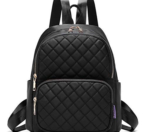 Travistar Sac à Dos Femme Petit Sac à bandoulière Nylon Sac de Classe élégant décontracté Daypacks pour Dames Sac à Dos Feminin Antivol, Noir