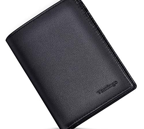 Vemingo Portefeuille Homme Cuir RFID Blocage Porte-Monnaie|Porte-Carte pour Carte d'Identité/Carte Grise/Cartes de Crédit,avec Grande Poche à Monnaie,2Compartiments à Billets (080 Nero)