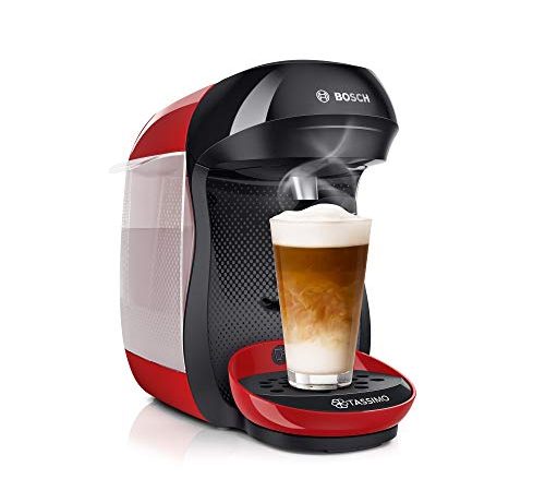 Bosch Tassimo Happy TAS1003 – Machine à café à capsules – Cafetière multi boissons pour plus de 40 boissons – Avec technologie intellibrew – 1400 W – Couleur : Rouge