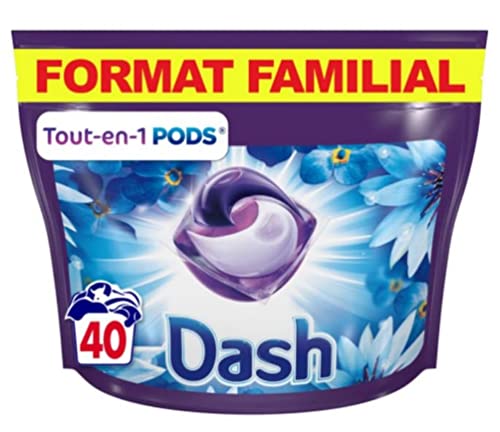 Dash Tout-en-1 Lessive Capsules avec Lenor, 40 Pods, Envolée D’Air, Fraîcheur Exceptionnelle, Nettoyage en Profondeur, Fabriqué en France