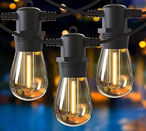 GlobaLink Guirlande Guinguette Extérieur et Intérieur, 16M 15+1 Économie d'énergie Led Ampoules Etanche IP65 Guirlande Lumineuse Exterieur Décoration pour Eté Jardin Terrasse Fête Patio Café- Tandem