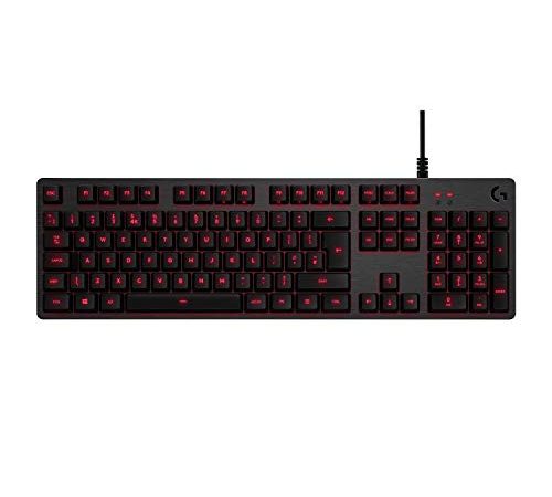 Logitech G413 Clavier Gaming Mécanique, Rétroéclairage Rouge, Switchs Romer-G Tactiles, Aluminium 5052, Personnalisable, Relais USB, Clavier Français AZERTY - Noir